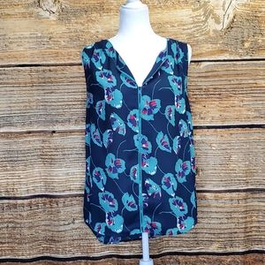 Modcloth Sleeveless Blouse Flora Navy Large